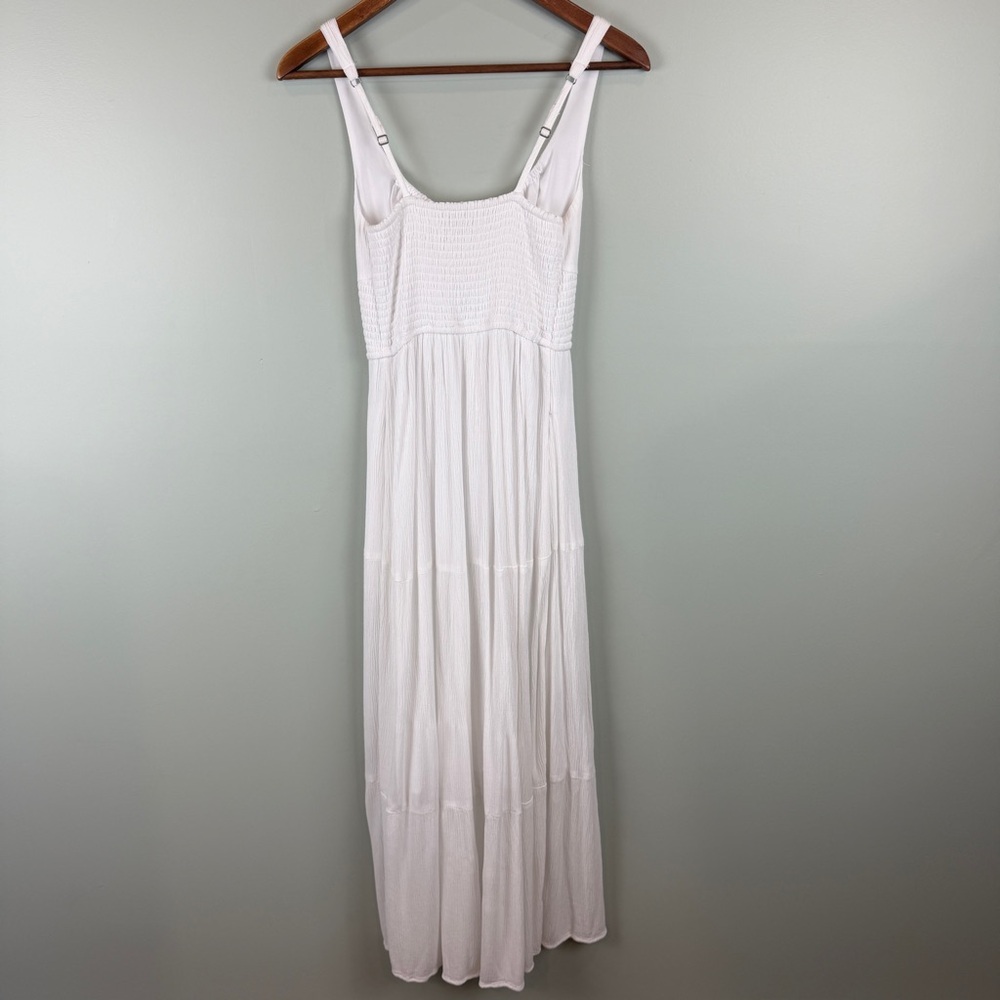 Hollister White Milkmaid Coquette Romantic Smock waist Maxi Dress with Slit XS - Picture 6 of 9